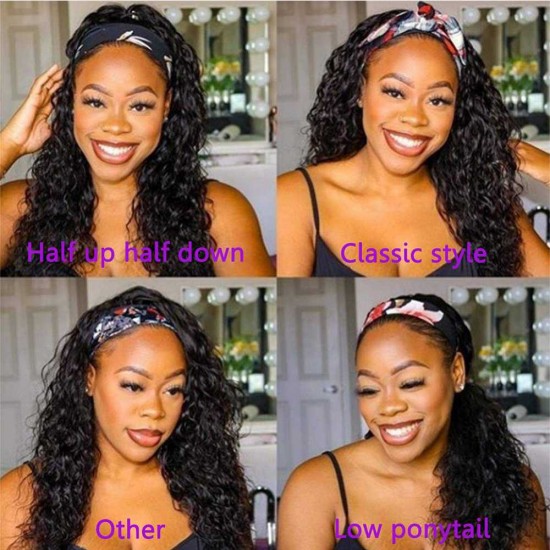 Glueless Wet And Wavy Headband Wig Water Wave Human Hair Wigs for Black Women